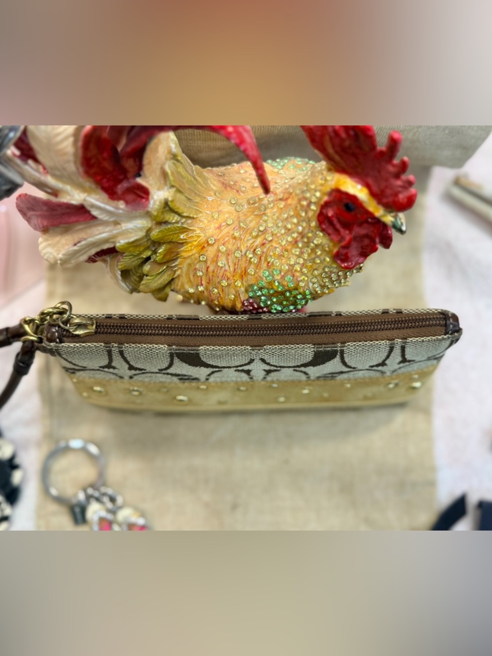Coach vtg. Signature Pierced Stripe Wristlet - Picture 3 of 8